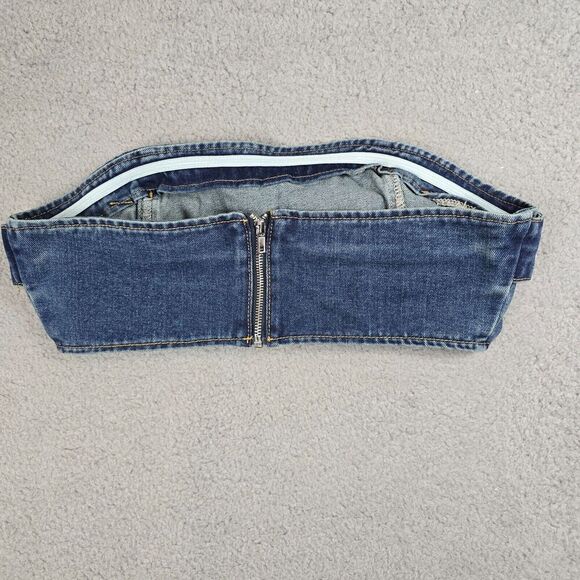 Pretty Little Thing Halter Top Denim Bra Sz 10 Blue Y2k Western Grunge Milkmaid - Picture 4 of 8